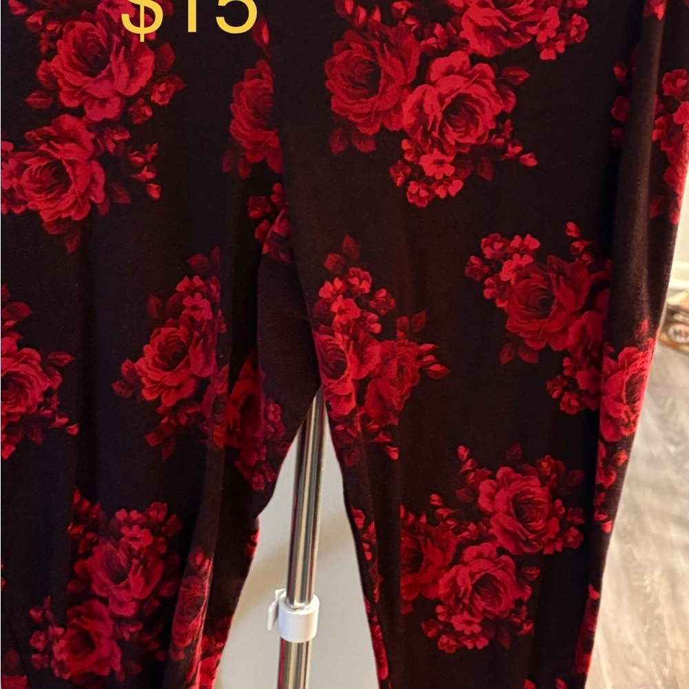 Torrid Black and Red Floral Leggings